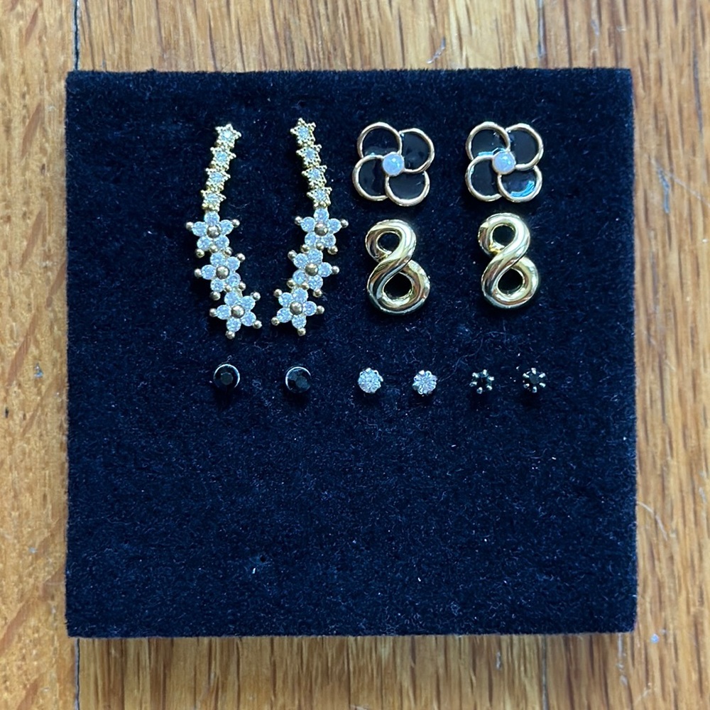 Black and Gold Stud Earring Bundle